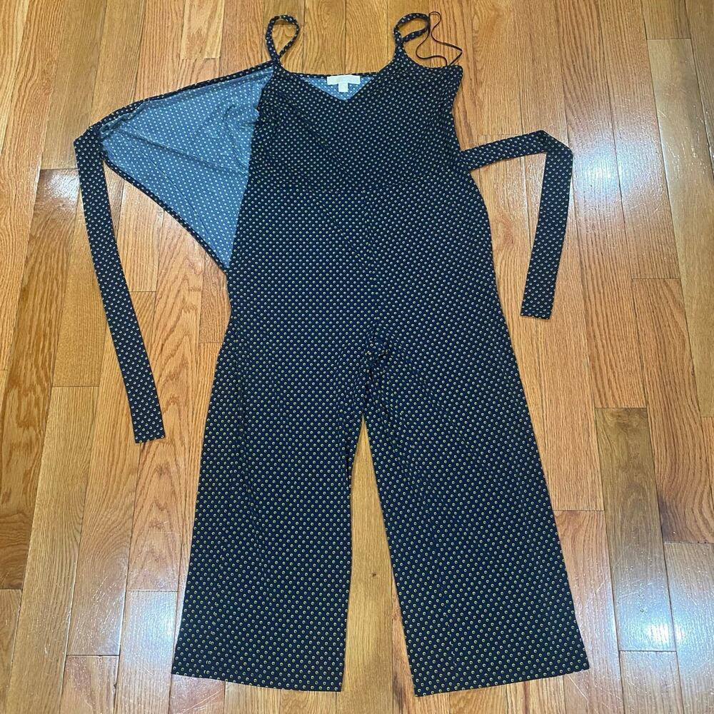 MICHAEL Michael Kors All Over Print Blue Side-Tie Sleeveless Jumpsuit Size P/L